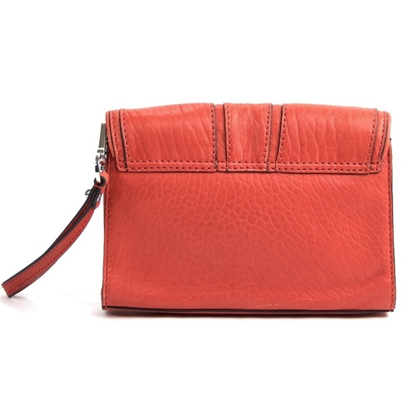 Karen Millen Large Orange Leather Lock Clutch - Picture 2 of 5